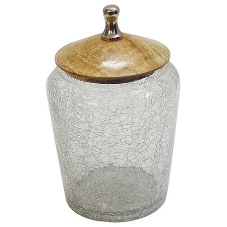 NU STEEL Nu Steel GC-5407-S Crackle Glass Canister with Wooden Lid - Small GC-5407-S